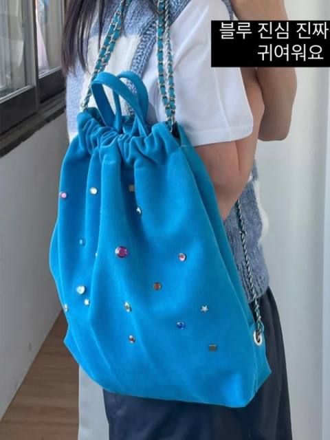 Korean fashion velvet material glass cystal large size backpack