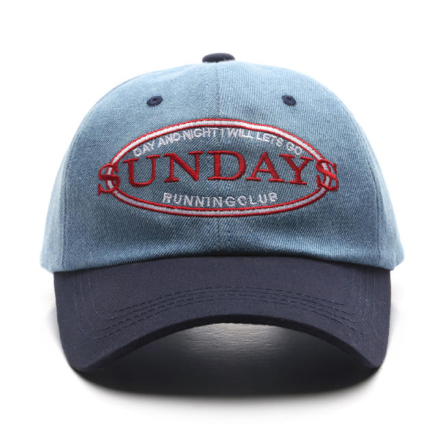 Vintage color matching sunday cotton baseball cap