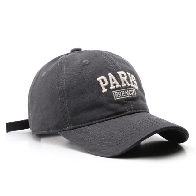 Korean fashion embroidery paris cotton baseball cap