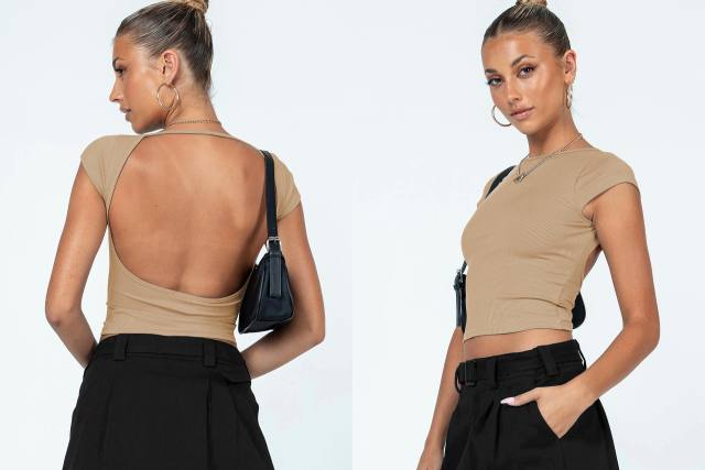 Sexy plain color backless Y2K cropped tops
