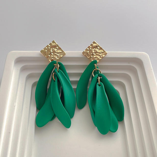 Boho colorful leaf dangle earrings