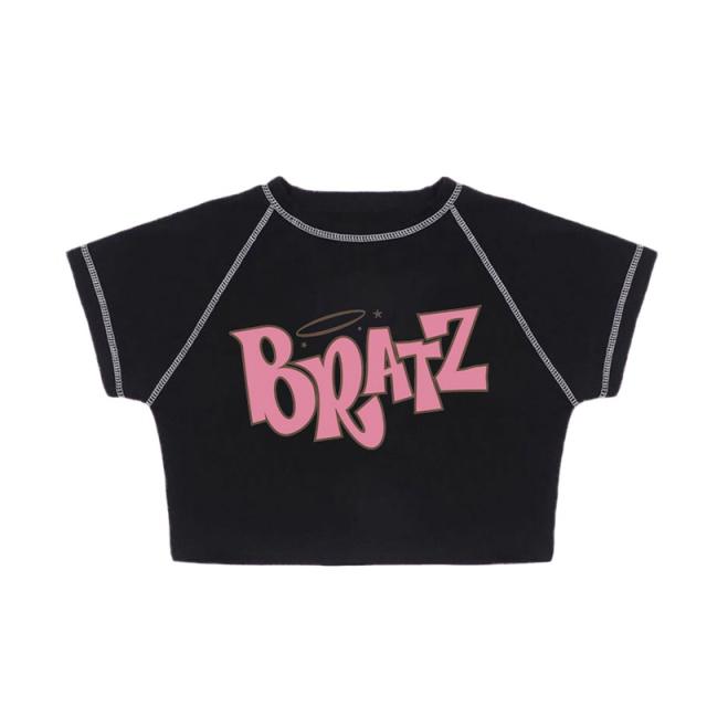 Y2K easy match casual letter printing cropped tops