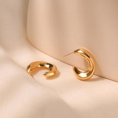 18KG copper chunky open hoop earrings