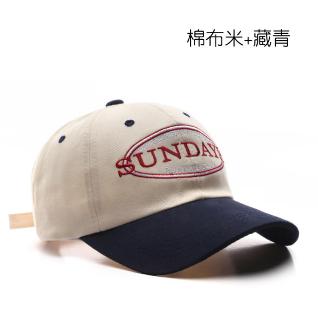 Vintage color matching sunday cotton baseball cap