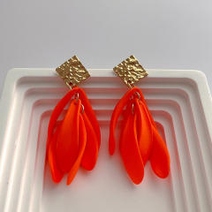 Boho colorful leaf dangle earrings