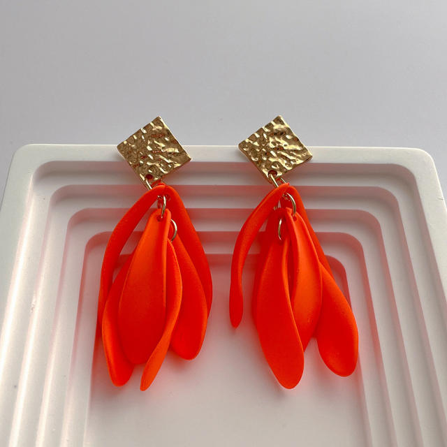 Boho colorful leaf dangle earrings