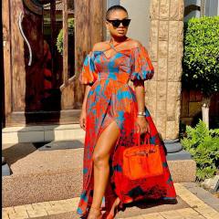 Summer design color floral maxi holiday dress