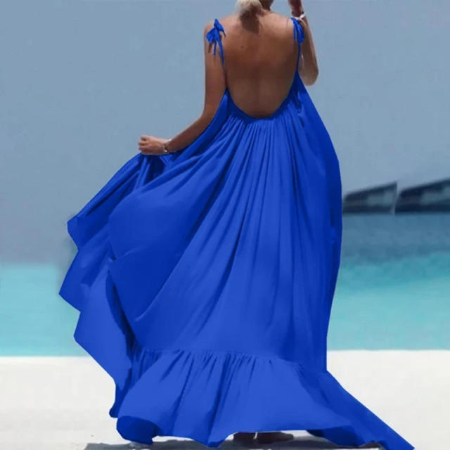 Amzon hot sale plain color loose camisole dress