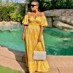 Summer design color floral maxi holiday dress