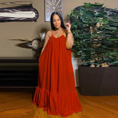 Amzon hot sale plain color loose camisole dress