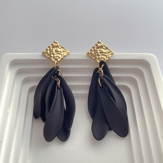 Boho colorful leaf dangle earrings