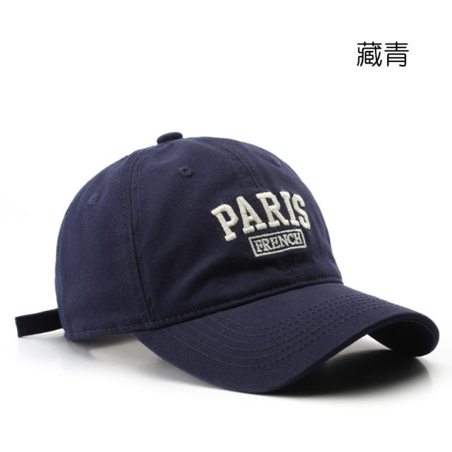 Korean fashion embroidery paris cotton baseball cap