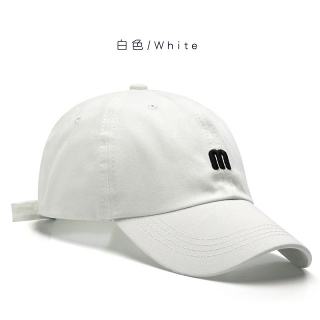 M letter embroidery cotton baseball cap