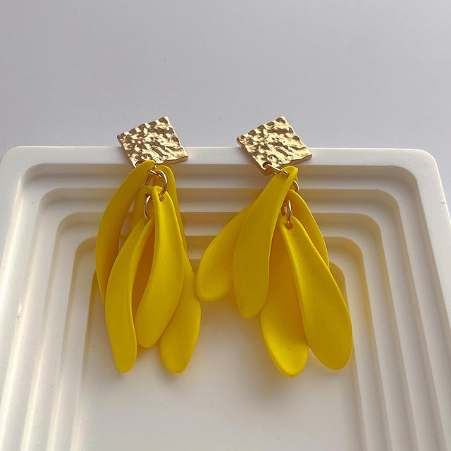 Boho colorful leaf dangle earrings