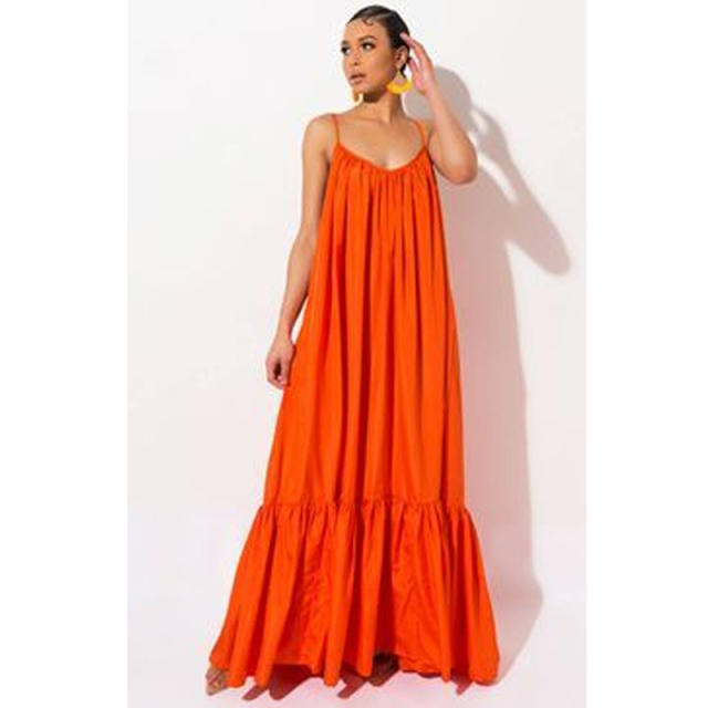 Amzon hot sale plain color loose camisole dress