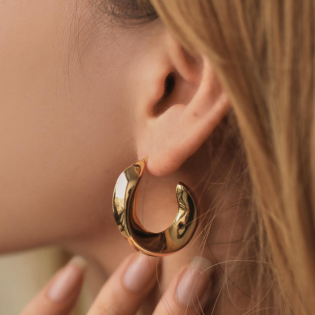 18KG copper chunky open hoop earrings