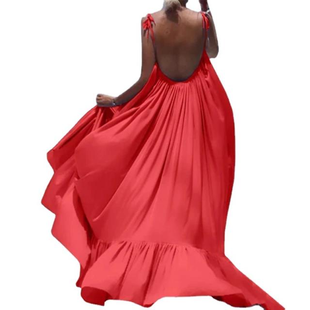Amzon hot sale plain color loose camisole dress