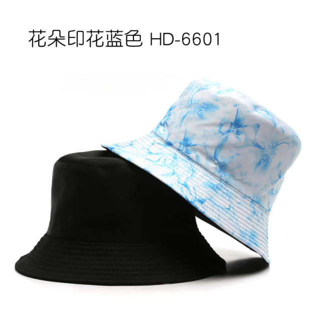 Personality two side floral pattern bucket hat