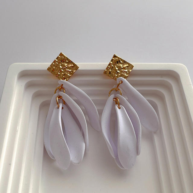 Boho colorful leaf dangle earrings