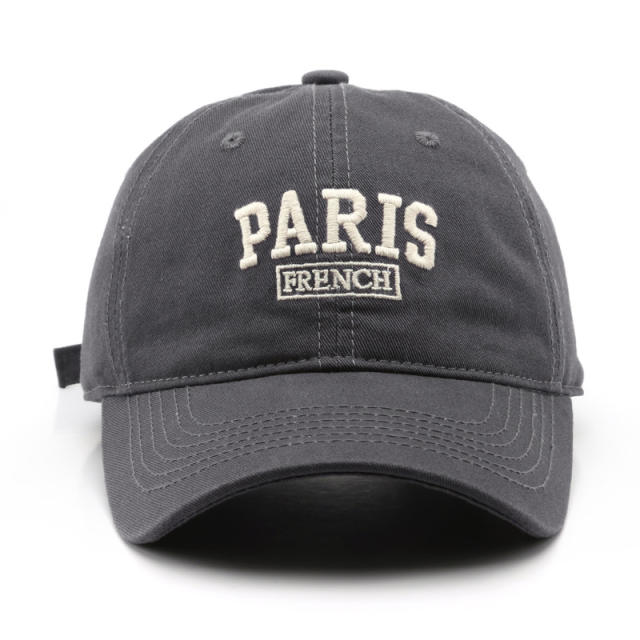 Korean fashion embroidery paris cotton baseball cap
