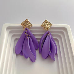 Boho colorful leaf dangle earrings