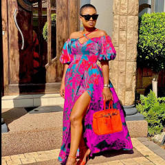 Summer design color floral maxi holiday dress