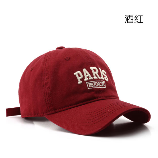 Korean fashion embroidery paris cotton baseball cap