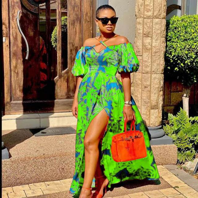 Summer design color floral maxi holiday dress