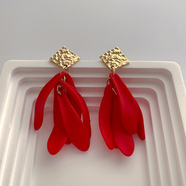 Boho colorful leaf dangle earrings
