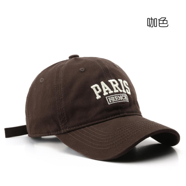 Korean fashion embroidery paris cotton baseball cap