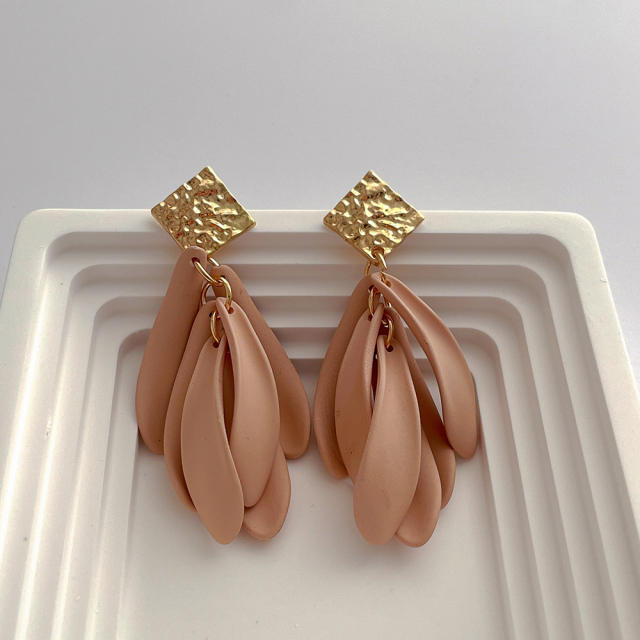 Boho colorful leaf dangle earrings