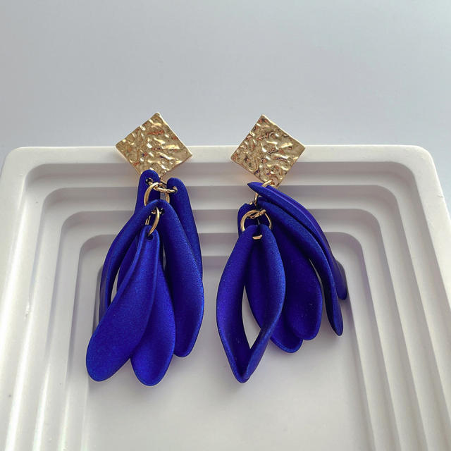 Boho colorful leaf dangle earrings