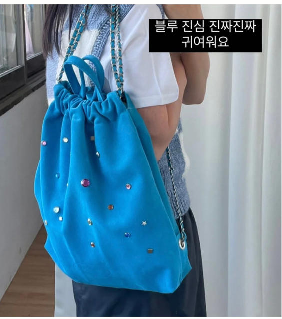 Korean fashion velvet material glass cystal large size backpack
