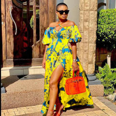 Summer design color floral maxi holiday dress