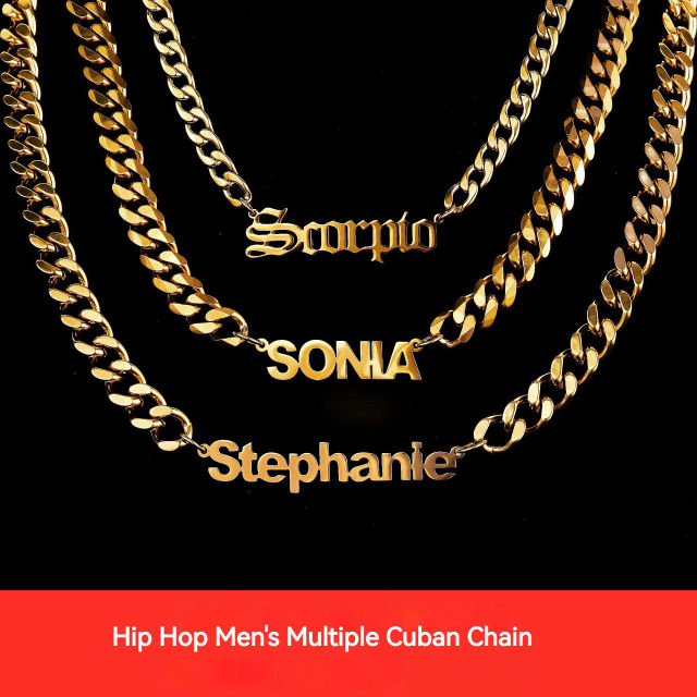 HIPHOP cuban chain stainless steel name necklace