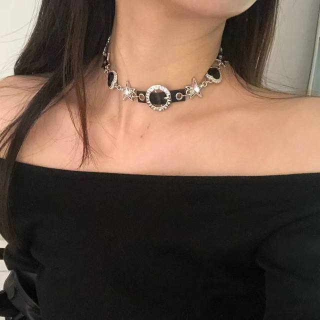 Punk and gothic black color choker necklace