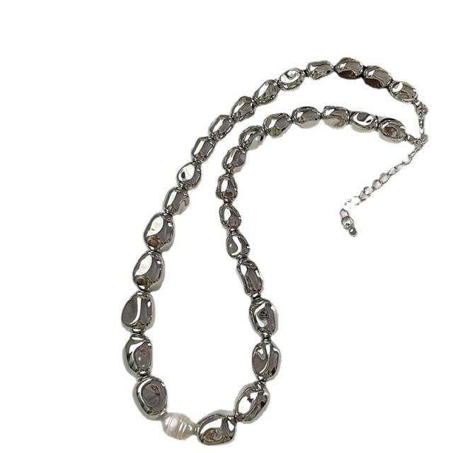 HIPHOP irregular shape bead chunky necklace