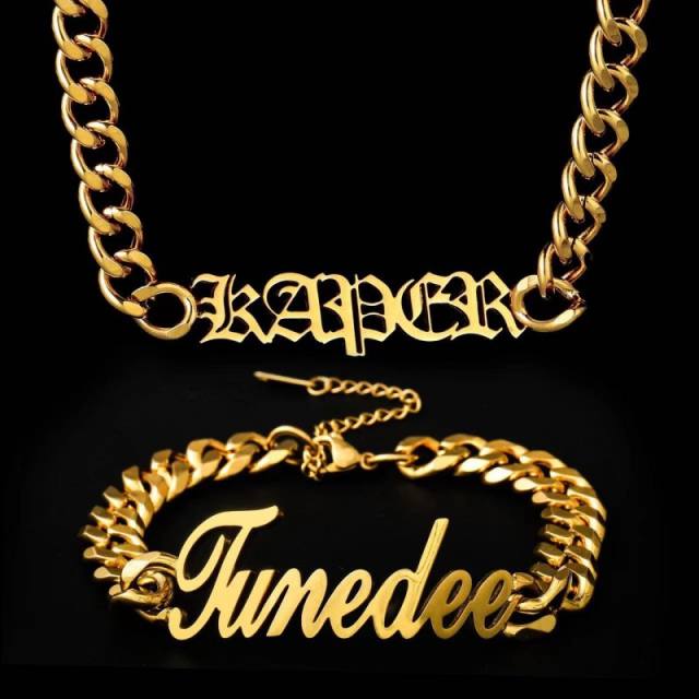 HIPHOP cuban chain stainless steel name necklace for men