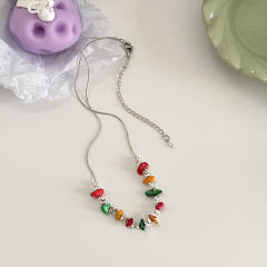 Y2K colorful stone bead women necklace