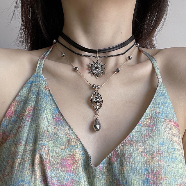 Boho gothic layer choker necklace