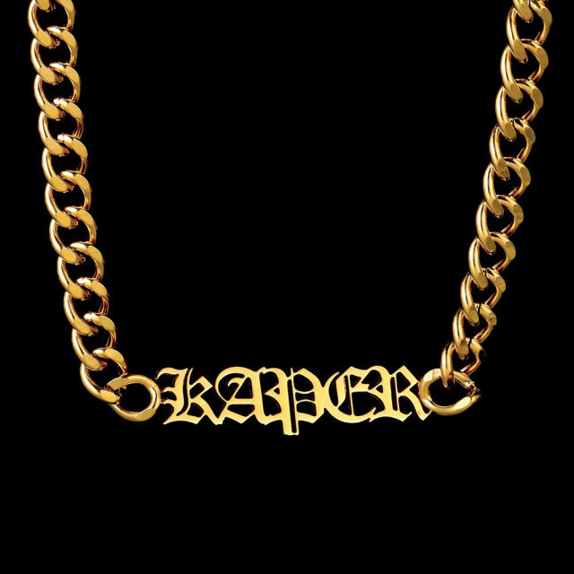 HIPHOP cuban chain stainless steel name necklace for men