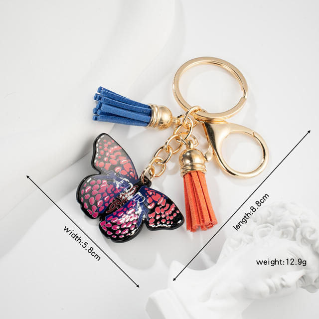 Cute color acrylic butterfly keychain