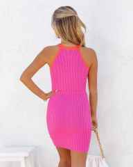 Color matching knitted bodycon dress