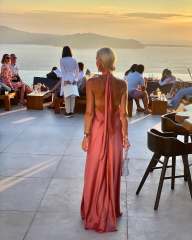 Elegant plain color stain halter neck maxi dress