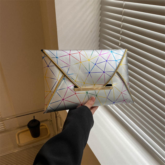 Pop geometric line women clutch bag