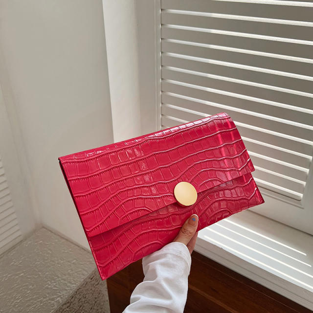 PU leather stone pattern women clutch bag