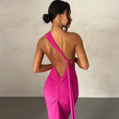 Sexy plain color bodycon maxi dress