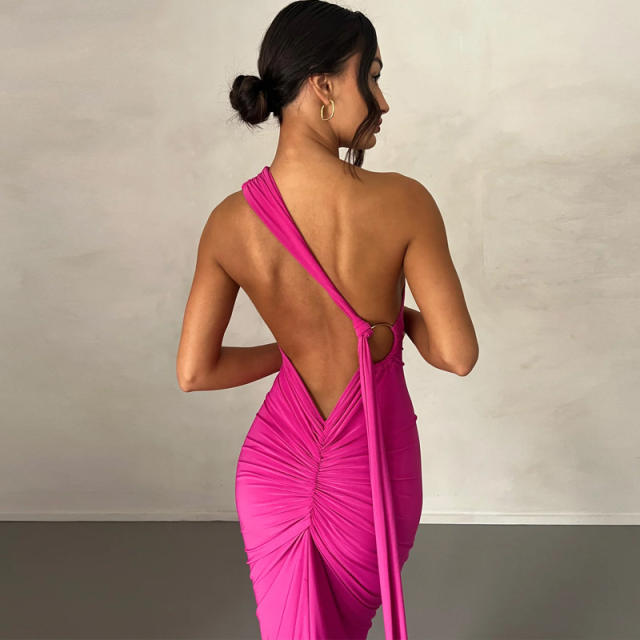 Sexy plain color bodycon maxi dress