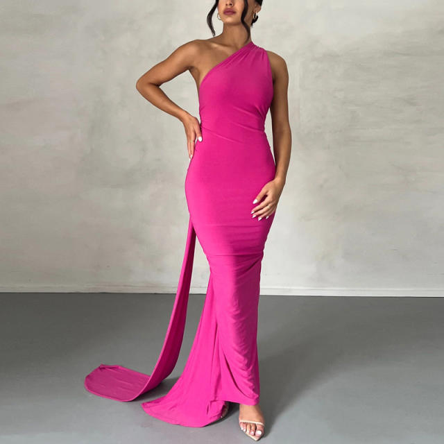 Sexy plain color bodycon maxi dress