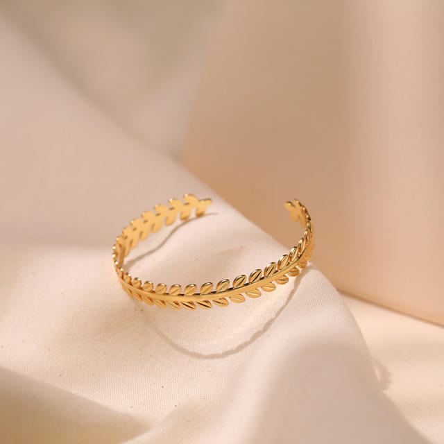 18KG copper leaf desing cuff bangle